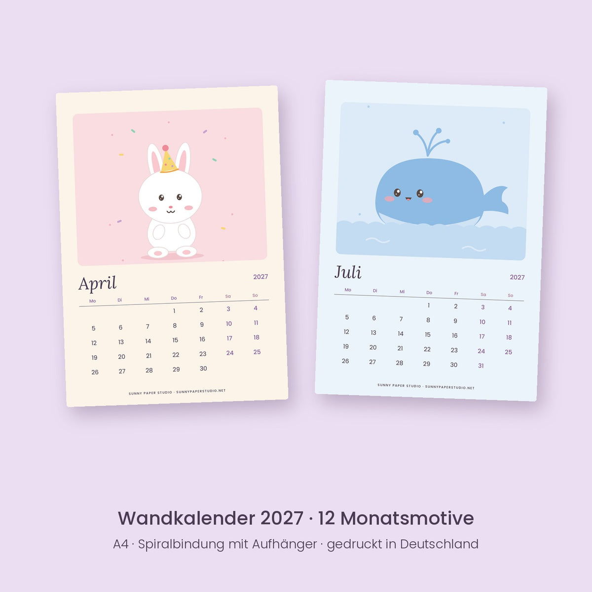 Wandkalender 2027 – April und Juli