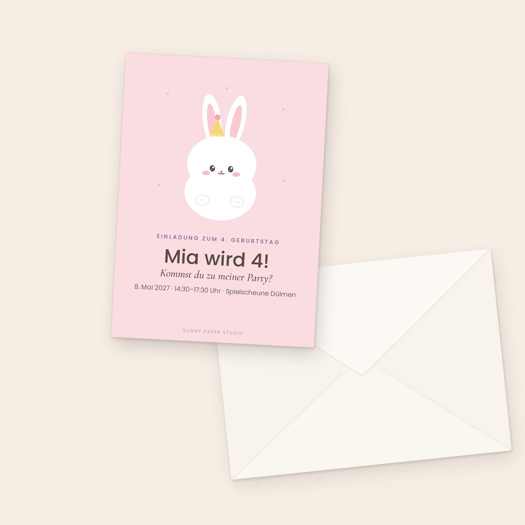 Einladungskarte Kindergeburtstag Hase