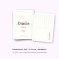 10er-Set Postkarten Danke minimalistisch „Danke für alles“, Vorder- und Rückseite