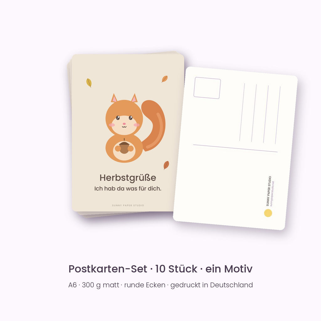 Postkarten Eichhörnchen – Vorder- und Rückseite