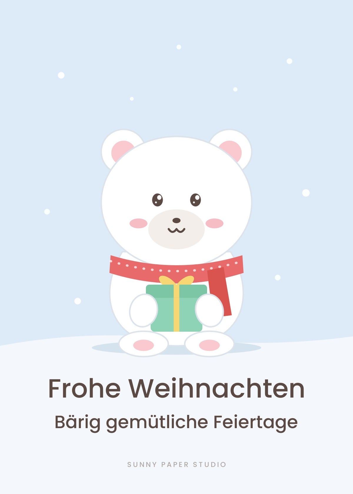 Weihnachtspostkarte Eisbär mit Spruch „Frohe Weihnachten“
