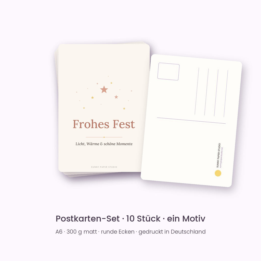 Postkarten Frohes Fest – Vorder- und Rückseite