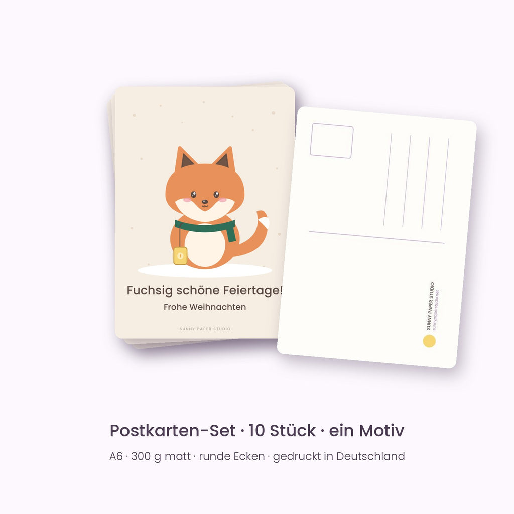 Postkarten Fuchs – Vorder- und Rückseite
