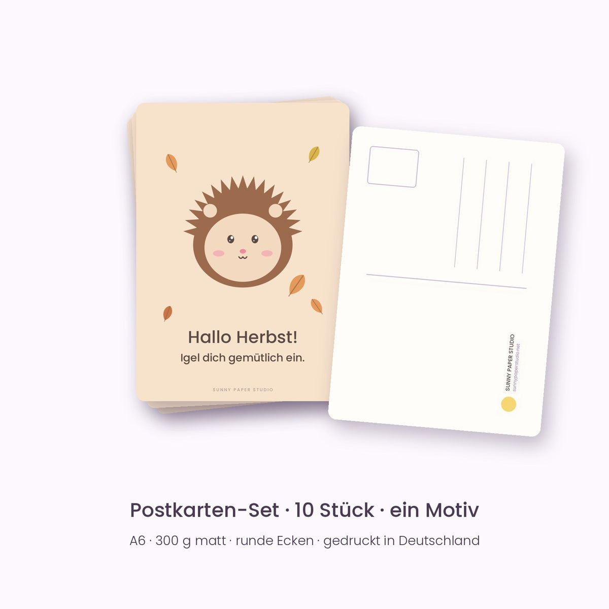 Postkarten Igel – Vorder- und Rückseite