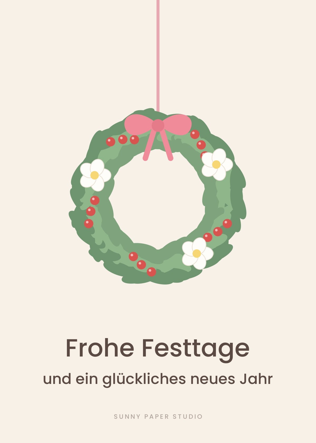 Weihnachtspostkarte Winterkranz mit Spruch „Frohe Festtage“