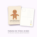 10er-Set Weihnachtspostkarten Lebkuchenmann – „Keks-tra liebe Grüße für dich.“, Vorder- und Rückseite