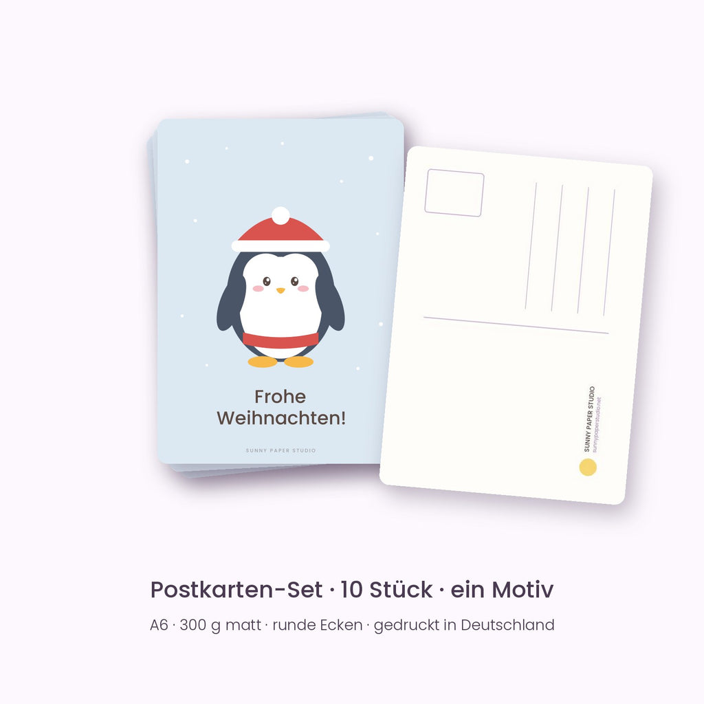 Postkarten Pinguin – Vorder- und Rückseite