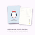 Postkarten Pinguin – Vorder- und Rückseite