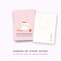 10er-Set Postkarten Kakaobecher & Plätzchen – „Plätzchen haben keine Kalorien.“, Vorder- und Rückseite