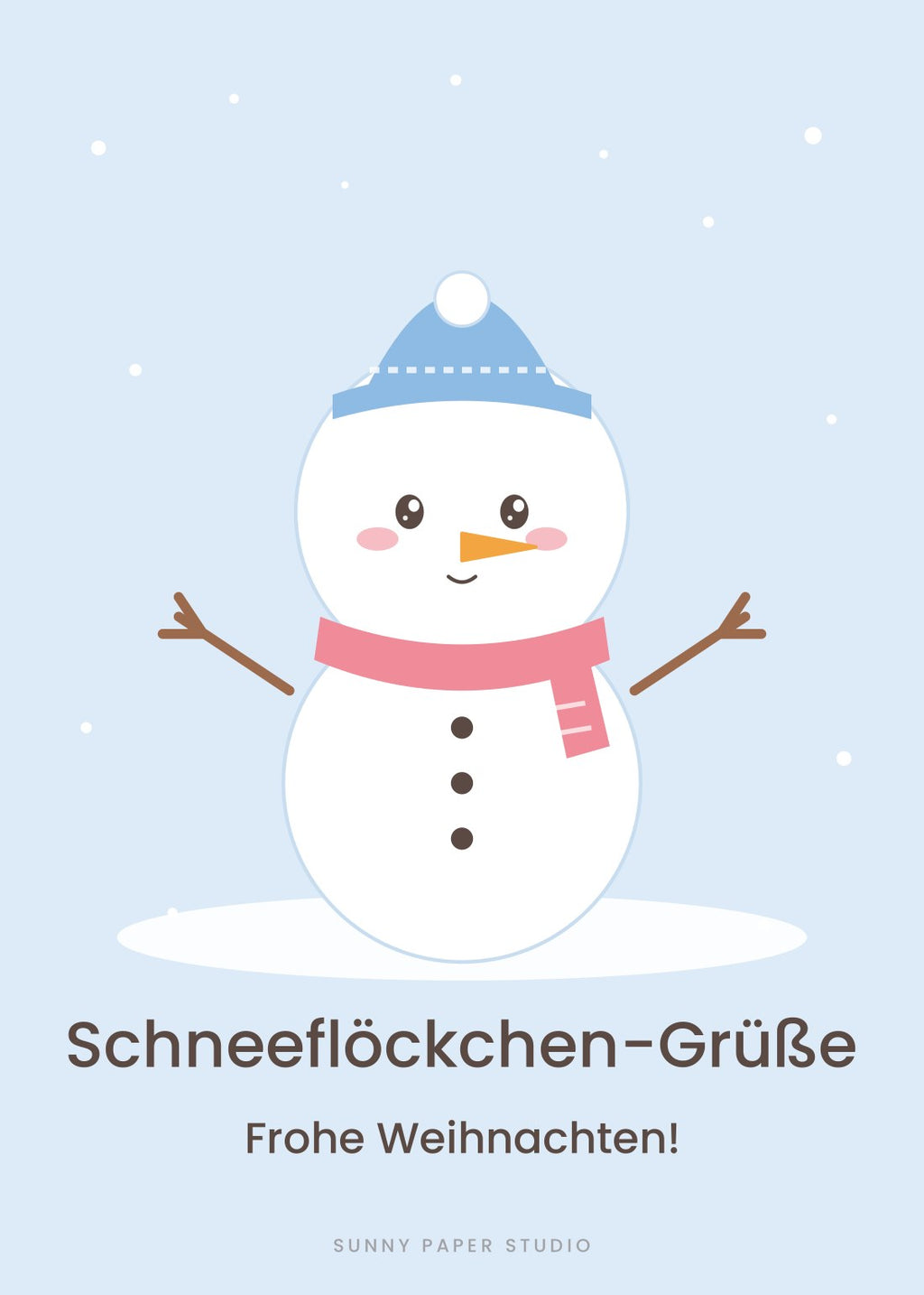 Postkarte Schneemann – Schneeflöckchen-Grüße