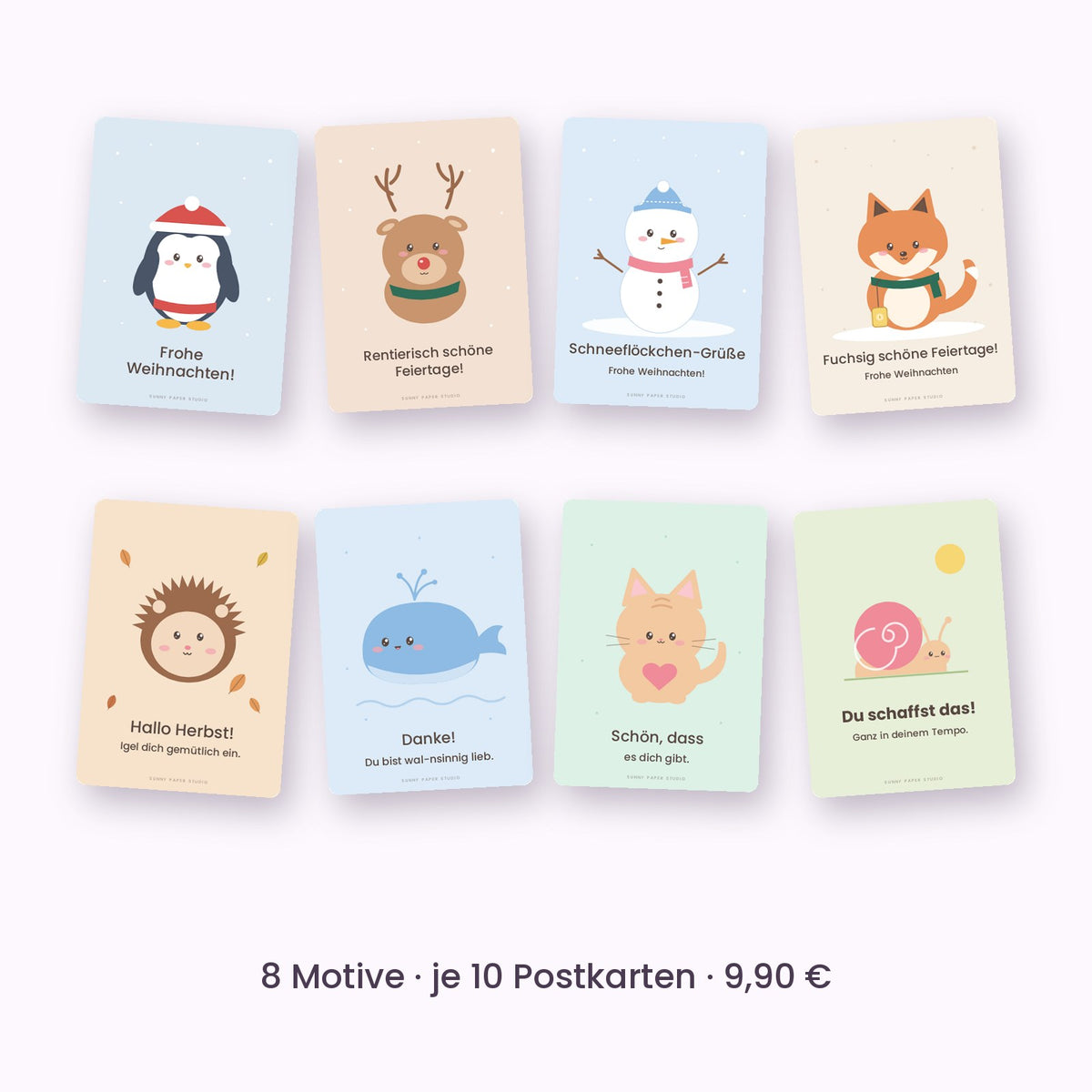 Postkarten-Set – alle 8 Motive im Überblick