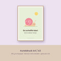 Kunstdruck Schnecke – Du schaffst das! im Rahmen an der Wand